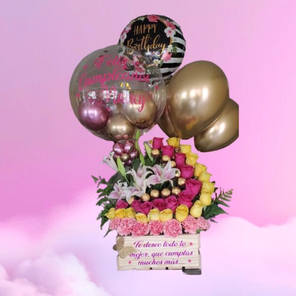 Celebración Floral de Cumpleaños con Mensaje Personalizado